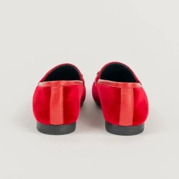 Gucci Jordaan Red Velvet Bit Loafers - Picture 3 of 6